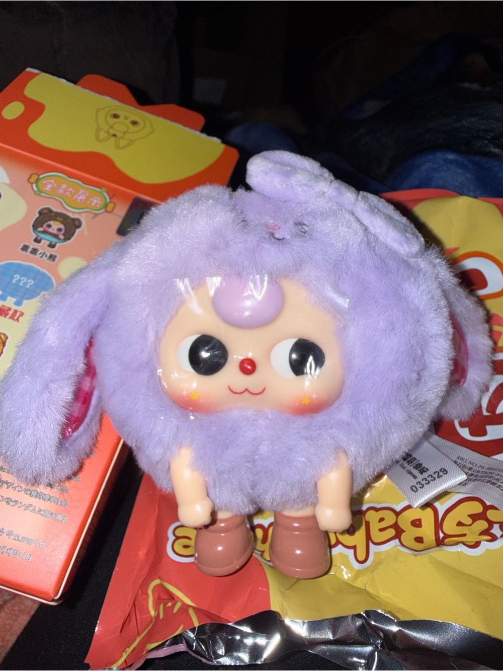 Baby Three Round Beast Vinyl Plush Pendant - Purple Meimei Little Rabbit